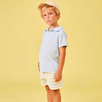 My Little Cozmo Shorts in Weiss mit blauen und gelben Streifen bei Yay Kids